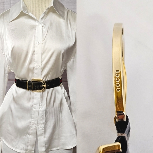 Gucci Nylon And Leather Belt In Cream Navy And Red Size 32 / 80 - Picture 1 of 12